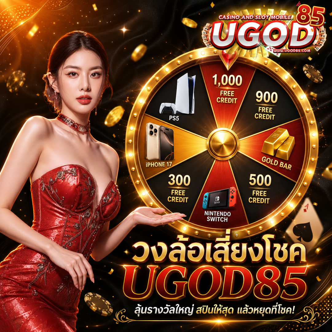 กงล้อเสี่ยงโชค ugod85 มียอดฝาก 300 บาท ปั่นกงล้อฟรี 1 ครั้ง รับได้สูงสุด 3 ครั้งต่อวัน